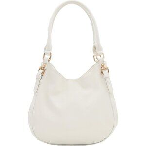 Women's Lightweight Top Handles Zipper Closure Leather Medium Hobo White Bag